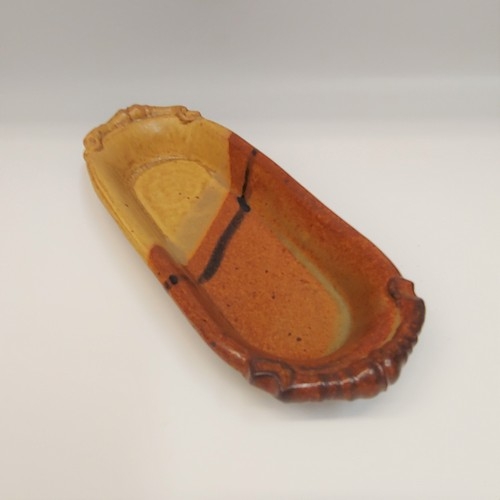 Click to view detail for #220511 Baking Dish Oval Cobalt Rust/Yellow $12